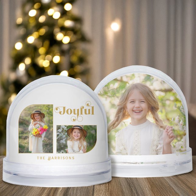 Modern Joyful Half Arch 2-Photo Snow Globe Schneekugeln (Von Creator hochgeladen)