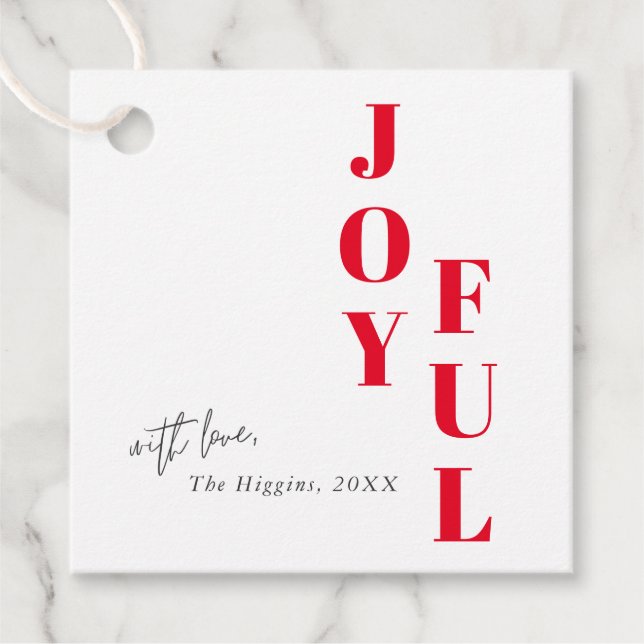Modern Joyful Typ White Christmas Holiday Gift Geschenkanhänger (Vorderseite)