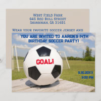 Modern Junge Goal Post Soccer Geburtstagseinladung