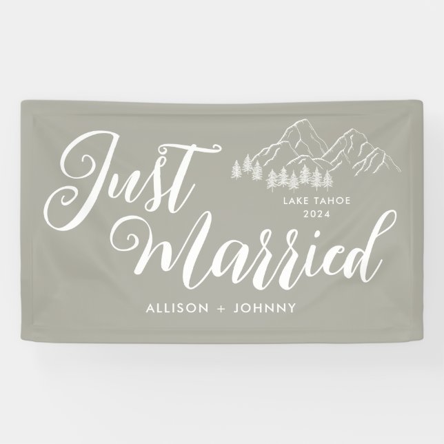 Modern Just Married Wedeption Boho Auto Banner (Horizontal)
