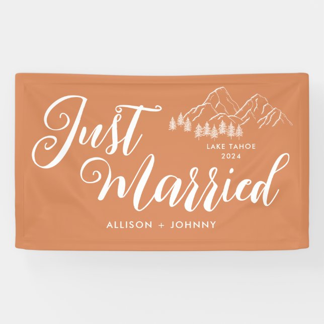 Modern Just Married Wedeption Boho Auto Banner (Horizontal)