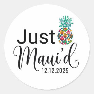 Modern Just Maui'd Hawaii-Hochzeitspaar Runder Aufkleber