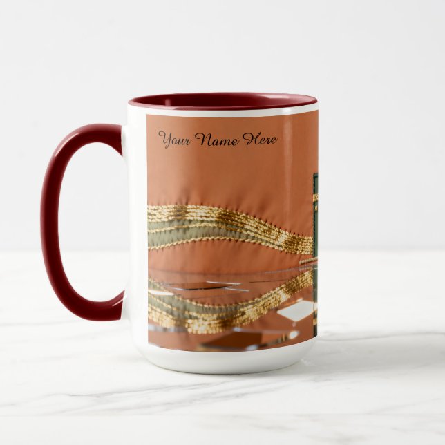 Modern Kaabah Motif | Minimalist Luxury Gold Tasse (Links)
