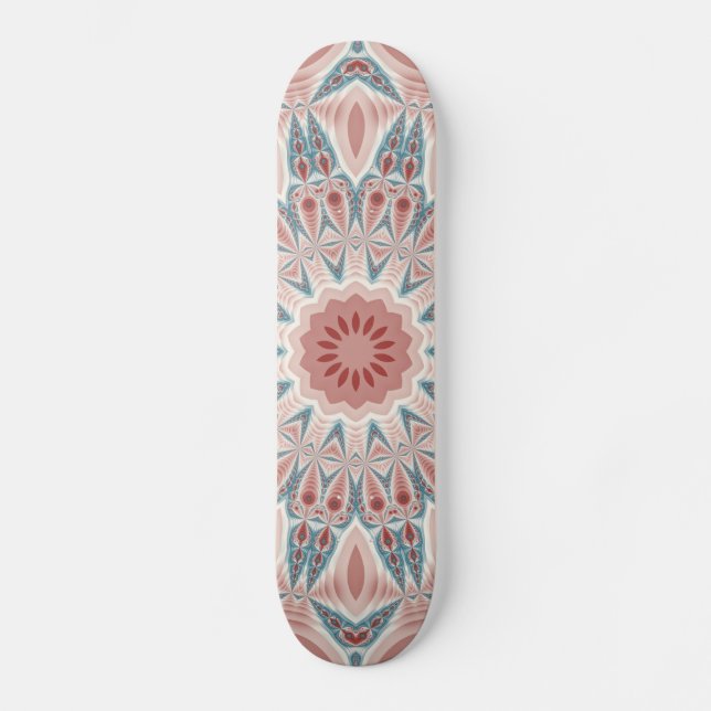 Modern Kaleidoskop Mandala Fraktal Kunst Skateboard (Vorderseite)