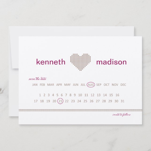 Modern Kalender Movable Save the Date Card (Vorderseite)