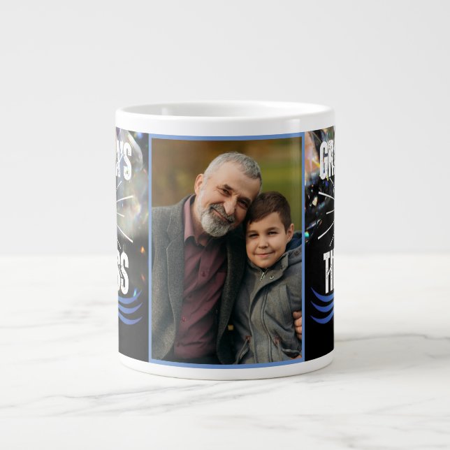 Modern Keepake Großvater Großvater Familie Foto Jumbo-Tasse (Vorderseite)