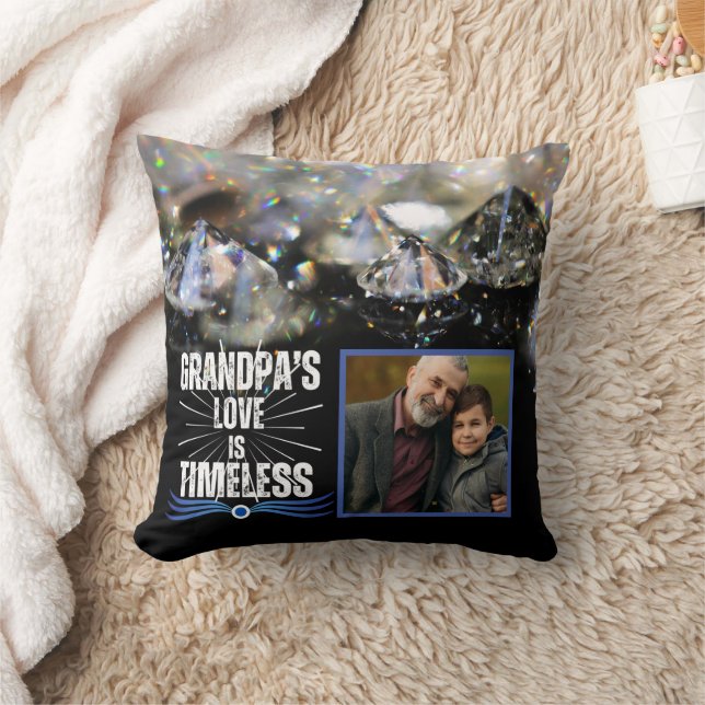 Modern Keepake Großvater Großvater Familie Foto Kissen (Decke)