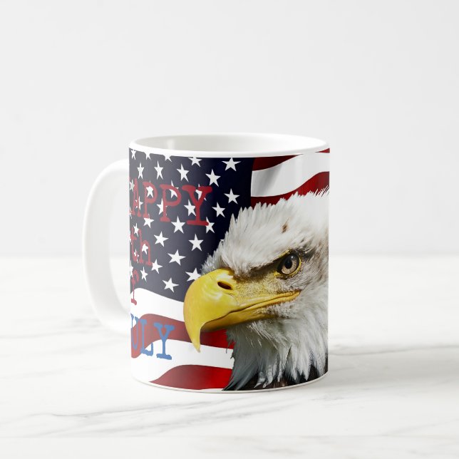 Modern kennzeichnen Juli 4. US USA Amerikaner Tasse (Vorderseite Links)