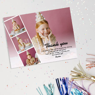 Modern Kids Foto Birthday Vielen Dank Postkarte