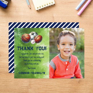 Modern Kids Foto Sports Danke Karte