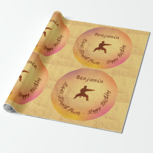 Modern Kids Happy Birthday Martial Arts Karate Geschenkpapier
