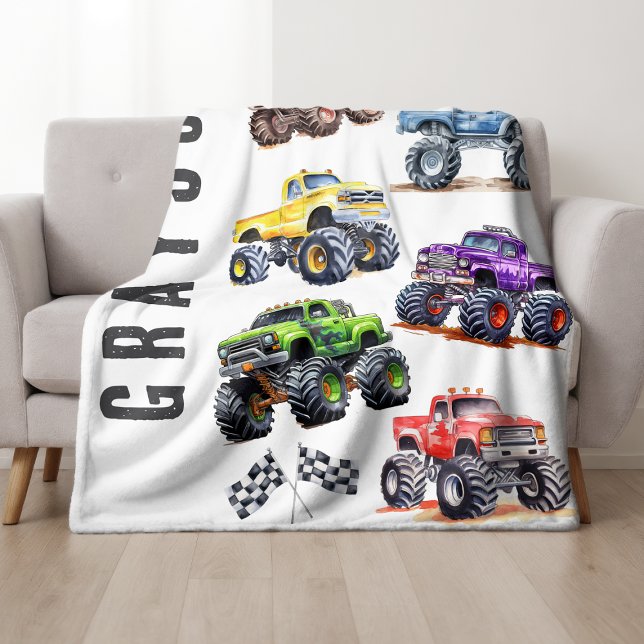 Modern Kids Monster Trucks Fleecedecke (Von Creator hochgeladen)