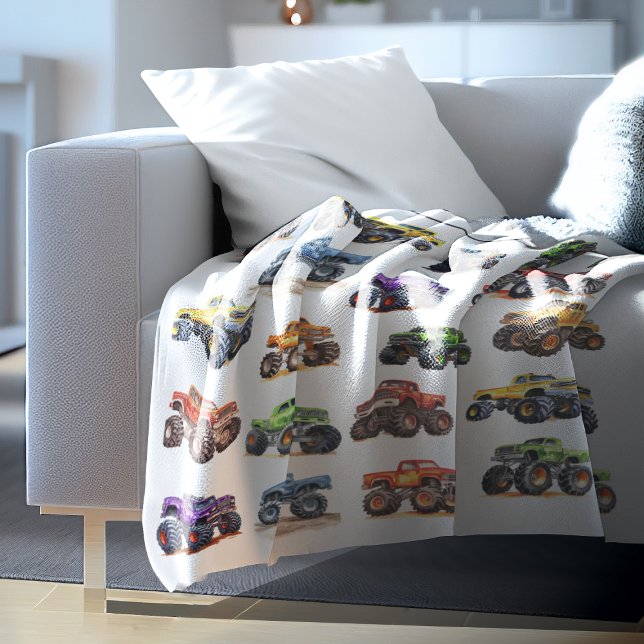 Modern Kids Monster Trucks Fleecedecke (Von Creator hochgeladen)
