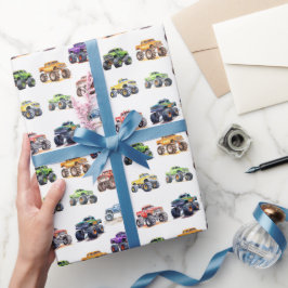 Modern Kids Monster Trucks Geschenkpapier