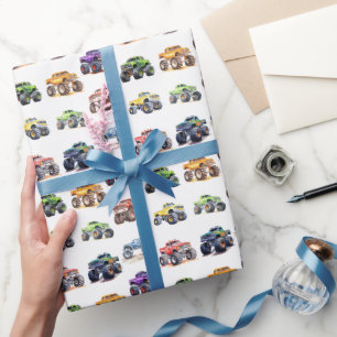 Modern Kids Monster Trucks Geschenkpapier