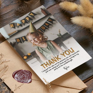 Modern Kids Photo Birthday Thank You Card Dankeskarte