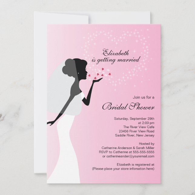 Modern Kissing Bride Bridal Dusche Einladung (Vorderseite)