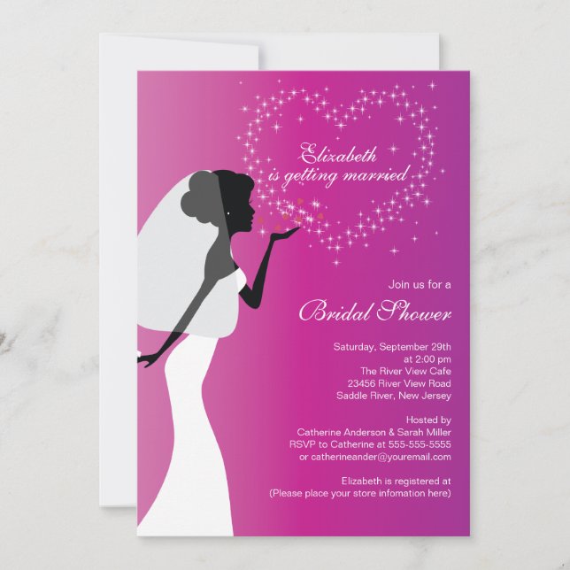Modern Kissing Bride Bridal Dusche Einladung (Vorderseite)