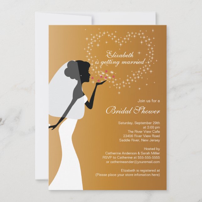 Modern Kissing Bride Bridal Dusche Einladung (Vorderseite)
