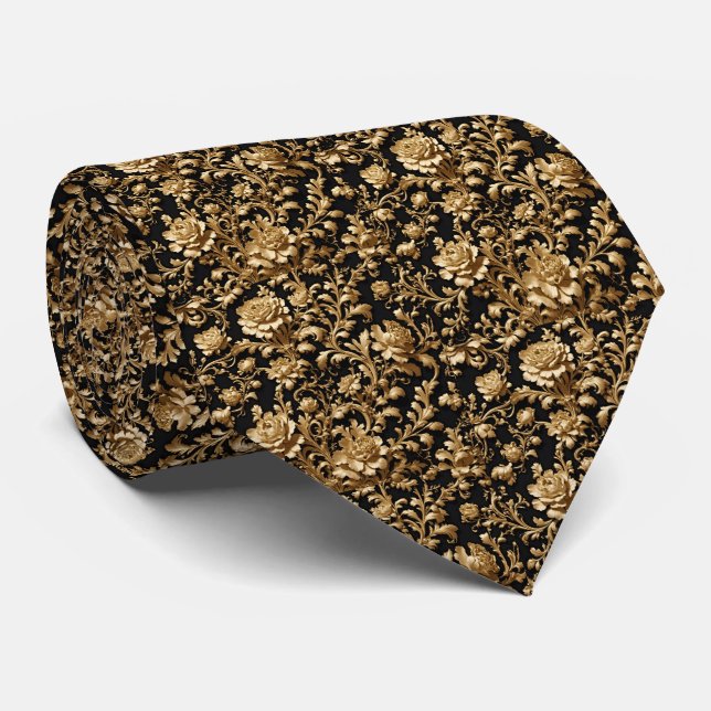 Modern Klassiker – Elegantes Goldmuster Krawatte (Gerollt)