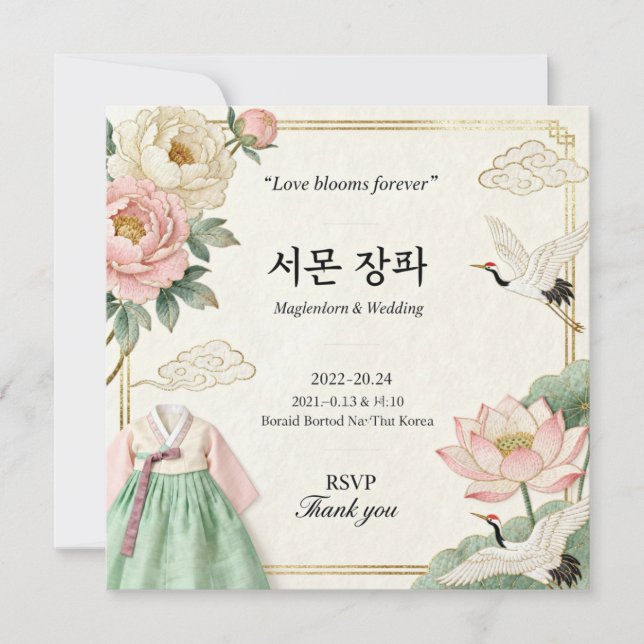 Modern Korean Traditional Wedding Invitation (혼례 초 (Vorderseite)