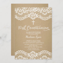 Modern Kraft Lace First Holy Community Einladung