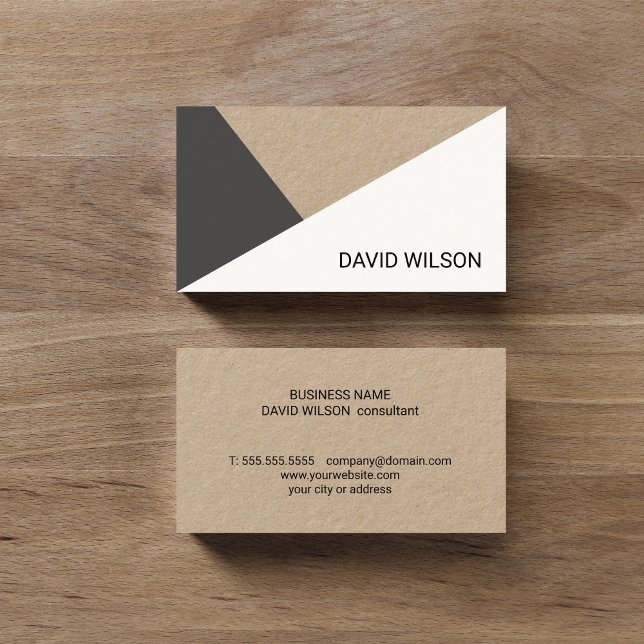 Modern Kraft Paper Grey White Geometric Consultant Visitenkarte (Von Creator hochgeladen)