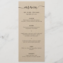 Modern Kraft Wedding Menu Menükarte