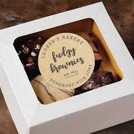 Modern Kraft Zuhause Bakery Logo Homemade Brownies Runder Aufkleber