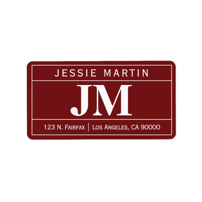 Modern kühl Beruflich | Burgund & White Adressaufkleber (Vorne)