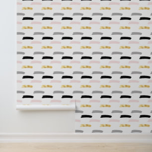 Modern kühl, Line Design, Schwarz-Gold-Grau-Rosa Tapete