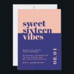 Modern kühne 16 . Geburtstag Vibes Pink Birthday Einladung<br><div class="desc">Feiern Sie mit unserer "16 . Geburtstag Vibes" Pink Birthday Einladung den 16. Geburtstag Ihrer Tochter oder Ihrer Lieben im Stil! Diese moderne und kühne Einladung ist der ideale Set für ein unvergessliches 16 . Geburtstag Party. Das Hotel ist in lebhaften Blau- und Pfirsichtönen gestaltet und besticht durch zeitgenössische Schriftart....</div>