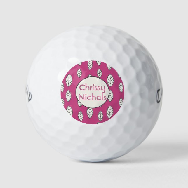 Modern Ladys Hot Pink Personalisiert Golfball (Vorderseite)