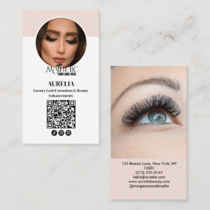 Modern Lashes QR-Code Foto Blush Pink Logo Visitenkarte