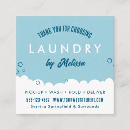Modern Laundry Service Blue & White Thank You Card Begleitkarte