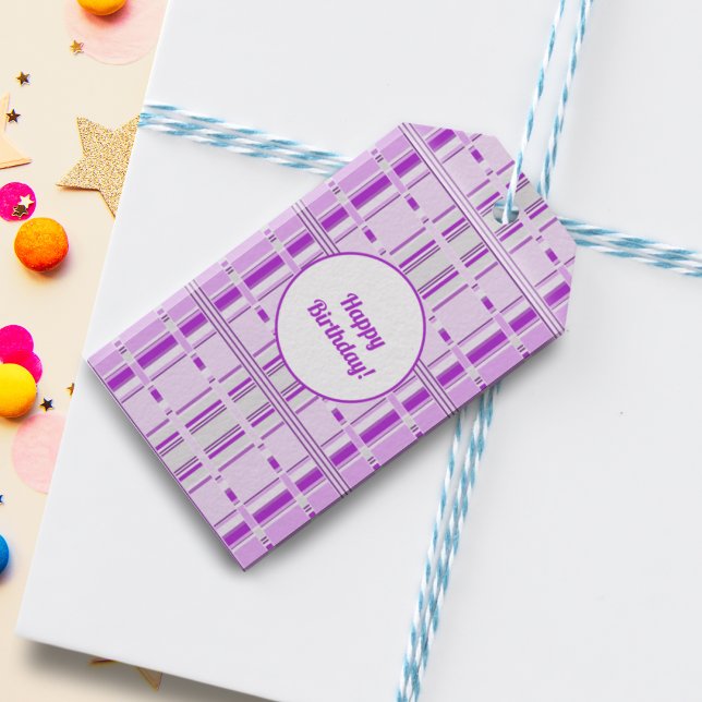 Modern Lavendel rosa Muster Streifen Geschenkanhänger (Von Creator hochgeladen)