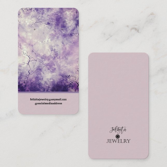 Modern Lavender Colored Earring Display  Visitenkarte (Vorne/Hinten)