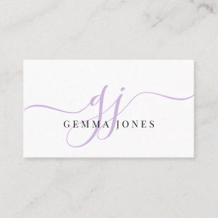 Modern Lavender Monogram Feminine Script Name Visitenkarte