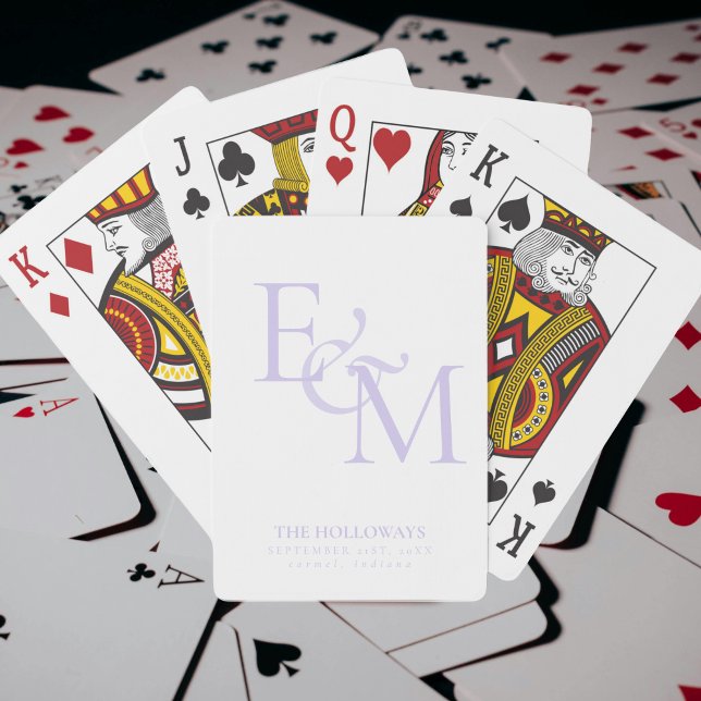 Modern Lavender Monogram Wedding Guest Book Spielkarten (Modern Lavender Monogram Wedding Guest Book Poker Cards)