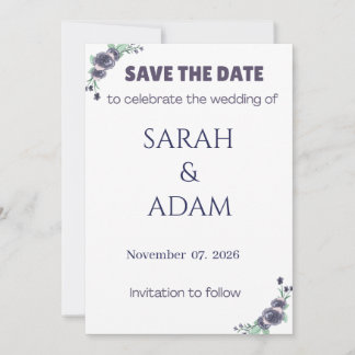 Modern Lavender Rose Wedding Save the Date Card