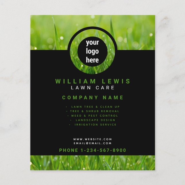 Modern Lawn Care Simple Business Logo Landscaping  Flyer (Vorne)