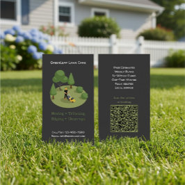 Modern Lawn Mowing Service Business Card with QR Visitenkarte