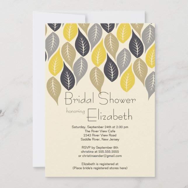 Modern Leaf Fall Bridal Dusche Einladung (Vorderseite)
