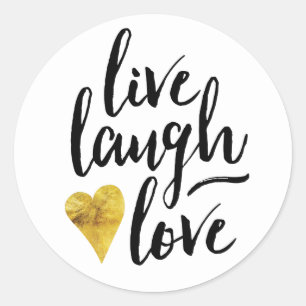 Modern leben Lachen-Liebe-Aufkleber Runder Aufkleber