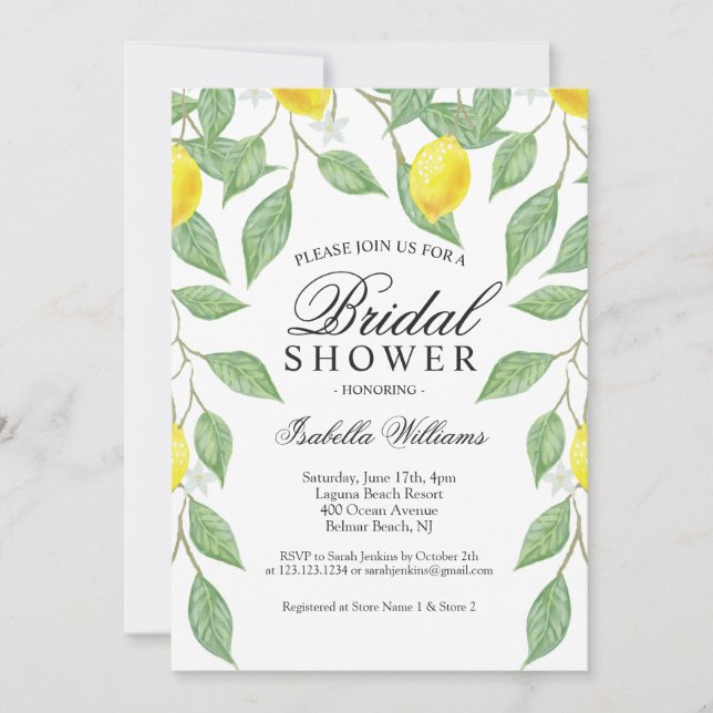 Modern Lemon Boho Brautparty Einladung (Vorderseite)
