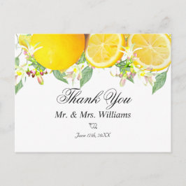 Modern Lemon Boho Summer Wedding Vielen Dank Postkarte