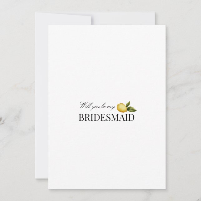 Modern Lemon Bridesmaid Vorschlag Card Save The Date (Vorderseite)