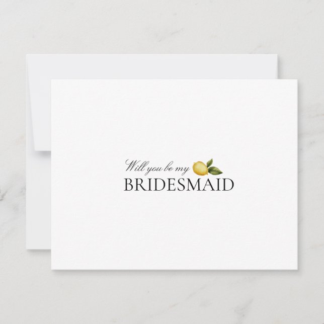 Modern Lemon Bridesmaid Vorschlag Card Save The Date (Vorderseite)