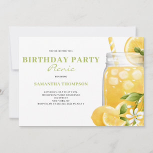 Modern Lemon Citrus Birthday Party Picnic Einladung