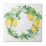 Modern Lemon Citrus Watercolor Grüner Garten Fliese<br><div class="desc">"Modern Lemon Citrus Watercolor Greenery Wreath Keramik" ist ein Familienmonogramm in einem Aquarell aus Zitronen,  Zitrusblüten und Blattgrün,  die alle von international lizenzierten Künstlern und Designern,  Audrey Jeanne Roberts,  handgemalt wurden.</div>